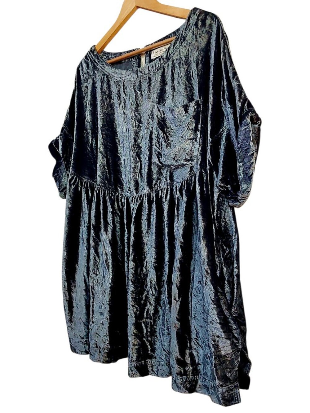 We the Free People Moon City Velvet Tunic Oversized Babydoll Top Royal Blue - Lg - Picture 6 of 11